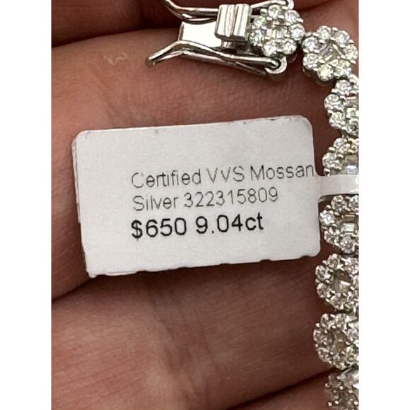 Certified VVS Moissanite 925 Sterling Silver 9.04ct Tennis Bracelet - Picture 13 of 15